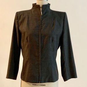 Alexander McQueen 1990s Grey Pinstripe Zipper Front Tailored Blazer Jacket